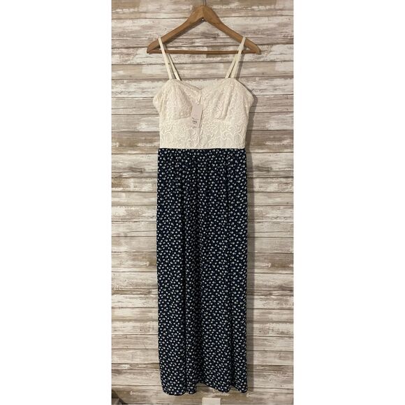 Candies Women’s Maxi Fairy Floral Crochet Lace Spaghetti Strap Dress NWT Large - Picture 1 of 8